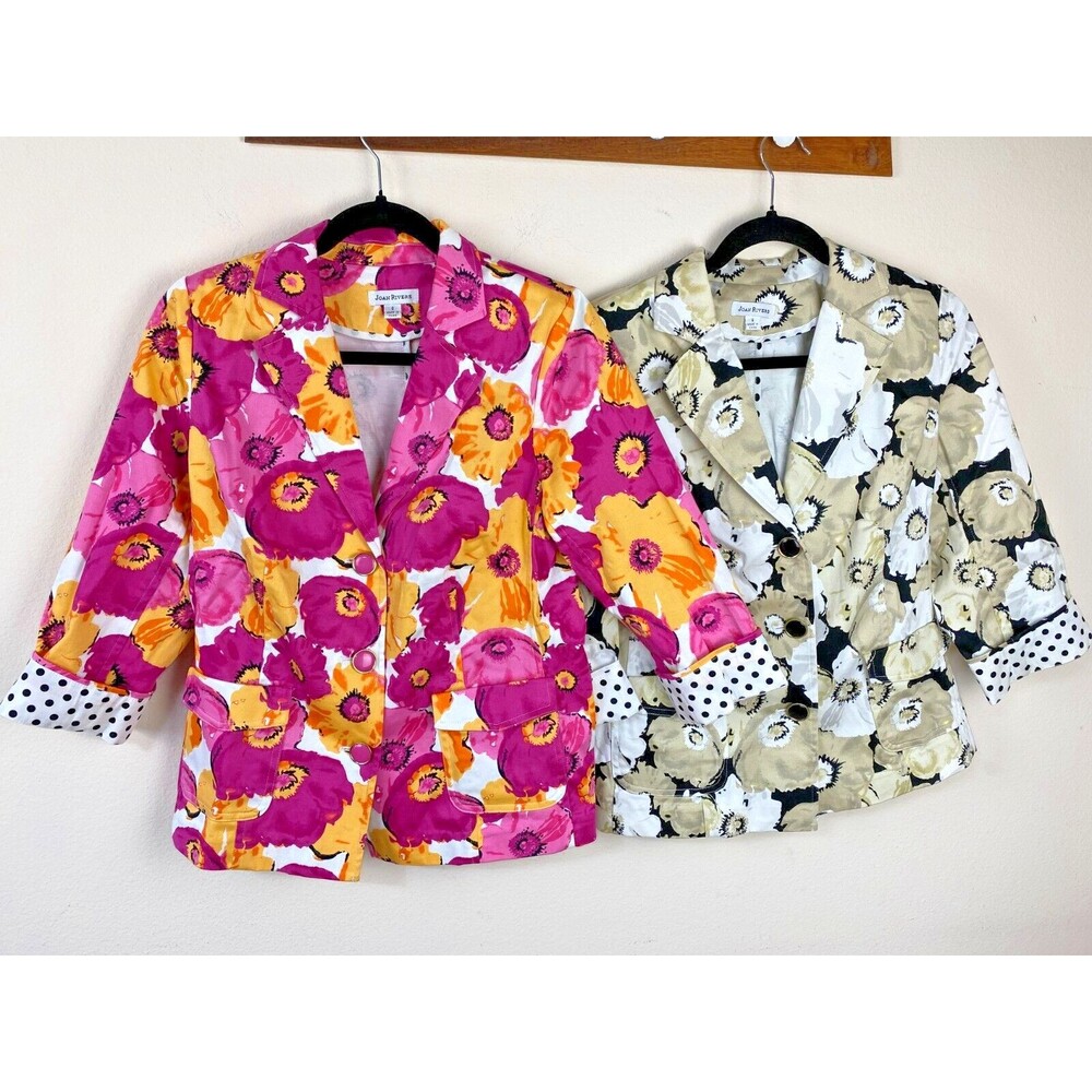 Set of 2 Joan Rivers Floral Blazer Jackets Size 6 Pink Beige